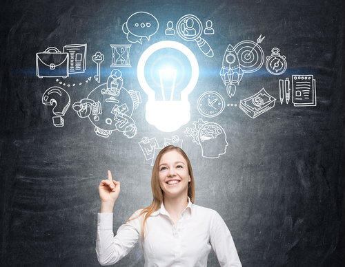 Cheerful woman and a business idea